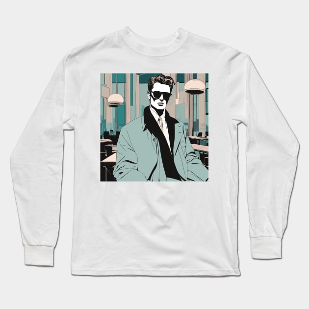 Dean's Deco Shades Cafe Vision Style Art Deco Long Sleeve T-Shirt by di-age7